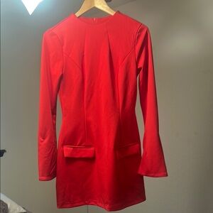 Elegant Red Long Sleeve Dress